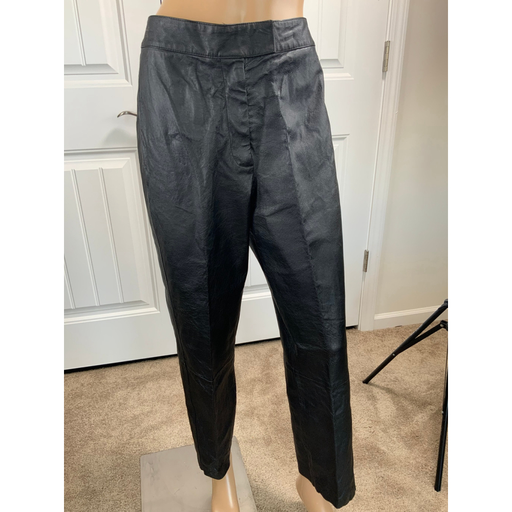 Bagatelle Women's Black 100% Leather Pants Straight Leg Sz 14 Mob Wife Motocore - Picture 2 of 16